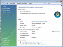 'Igor Todeshure' installierte Windows Vista auf einem AMD-K5-System mit 90 Megahertz Prozessor-Takt. Dank eines Bugs im Betriebssystem werden die Taktraten von AMD-K5/K6-Prozessoren halbiert angezeigt (Bild: winhistory.de)