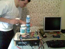 Das Rekordsetup mit dem Biostar Tpower I45 (Bild 'youngpro', Xtremesystems)