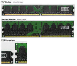 Kingstons neue Very-Low-Profile-DIMMs haben eine fast 40 Prozent geringere Bauhöhe als herkömmliche Speichermodule. (Bild: Kingston)