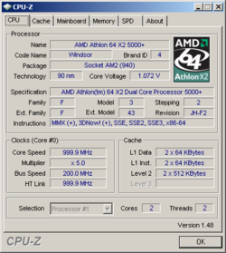 Screenshot der aktuellen Version 1.48 von CPU-Z. (Bild: PCGH)