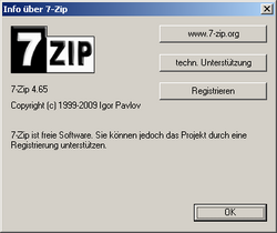 Das Freeware-Packprogramm 7-Zip. Aktuell in Version 4.65.