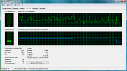 Burnout Paradise (PC): Unser C2D E8500 war bei weitem nicht voll ausgelastet (Option: CPU-Verlauf - Alle CPUs in einem Diagramm)