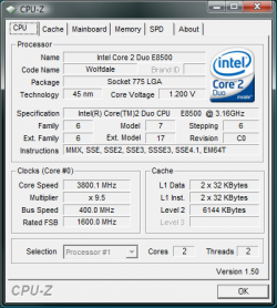 CPU-Z 1.51 mit Installation zum Download bereit (Im Bild Version 1.50)