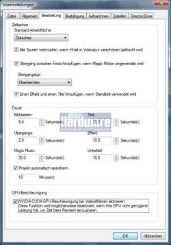 Grafikkarte beschleunigt Videoschnitt - CUDA und Ati-Stream sei dank. Die Aktivierung der Cuda-Filter ist gut versteckt.