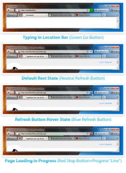 Firefox 4.0: Kombinierter Reload-, Start und Stop-Button.