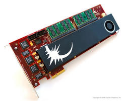 Caustic One, die Raytracing-Hardware: PCIe-x4-Karte, 2x DDR2-SODIMM und FPGAs.