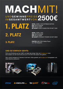 Video auf hardwareclips.com hochladen und Preise gewinnen
