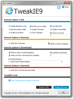 TweakIE9: Tuning-Tool für den Internet Explorer 9