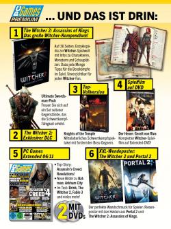 Für 9,99 Euro gibt's das komplette Witcher-2-Paket: In PC Games Premium erwarten euch jede Menge Extras rund um das Top-Rollenspiel.