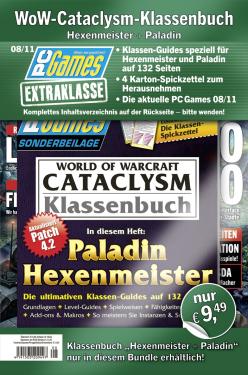 Die PC Games Extraklasse 8/11 enthält das Doppelklassenbuch Paladin/Hexenmeister und die brandneue PC Games 8/11 mit 148 Seiten.