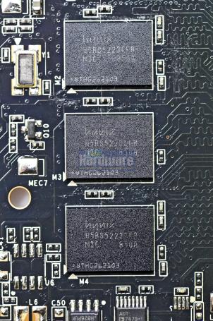 Geforce GTX 285 - der GDDR3-RAM von Hynix ist aus der 'N3C'-Reihe und damit bis zu 1.300 MHz spezifiziert.