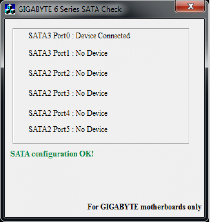Das Gigabyte-Tool zeigt, ob die fehlerfreien Ports verwendet werden.