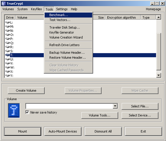 Das Truecrypt-6.0-Hauptfenster