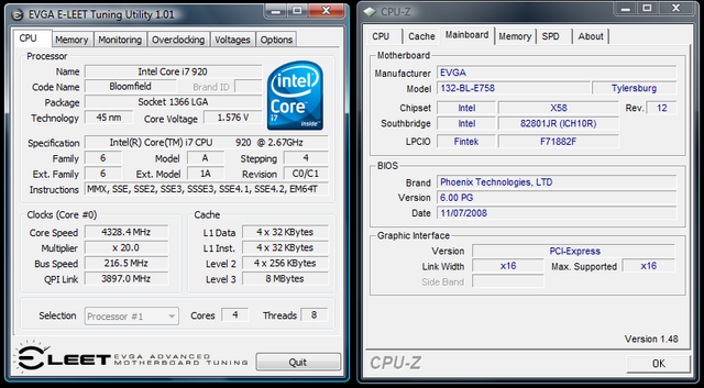 Core i7-920 mit 4,3 GHz und 1,576 Volt (Bild: vr-zone.com)