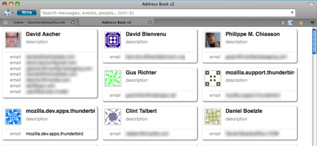 Adressbuch-Ansicht in Thunderbird 3 Beta 1