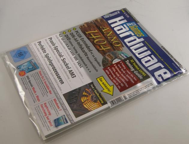 So sieht die PCGH Premium 07/2009 zu Anno 1404 samt durchsichtiger Folie aus.
