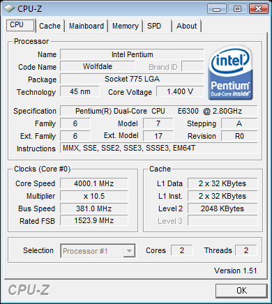 Pentium E6300 im Test: 4,0 GHz per OC