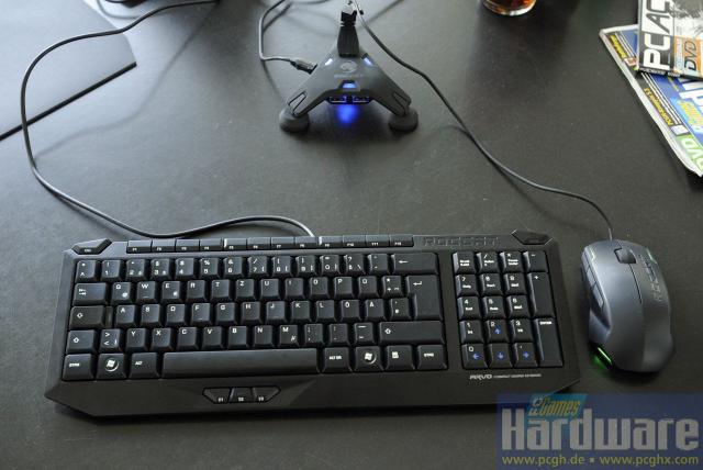 Roccat Arvo: Zusammen mit der Roccat Kova (rechts) und der USB-Hub mit Maus-Bungee Apuri (2)