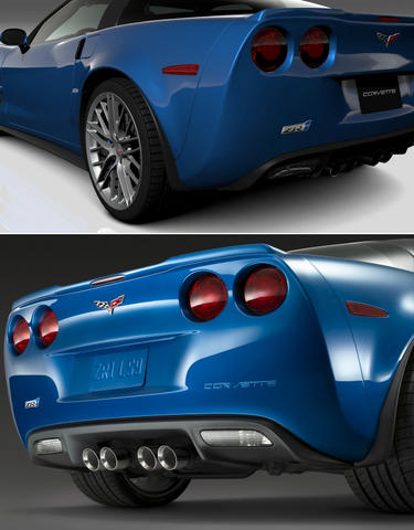 GT5: Oben sehen Sie das Spiel, unten eine echte Corvette.