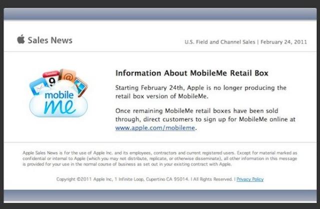 Apple stellt die alte Version von Mobile Me ein.
