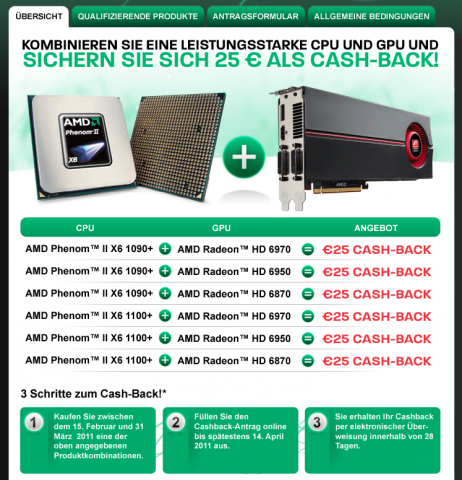 Cash-Back-Aktion bei AMD: 25 Euro beim Kauf einer AMD-CPU plus -Grafikkarte  (1)