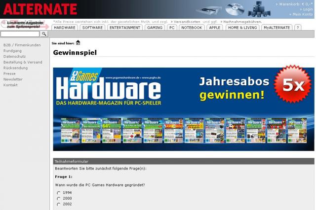 Gewinnspiel: Alternate verlost 5 Jahresabos der PC Games Hardware.