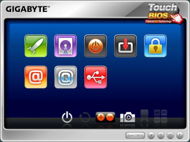 Gigabyte Touch BIOS: Das Hauptmenü mit großen Icons
