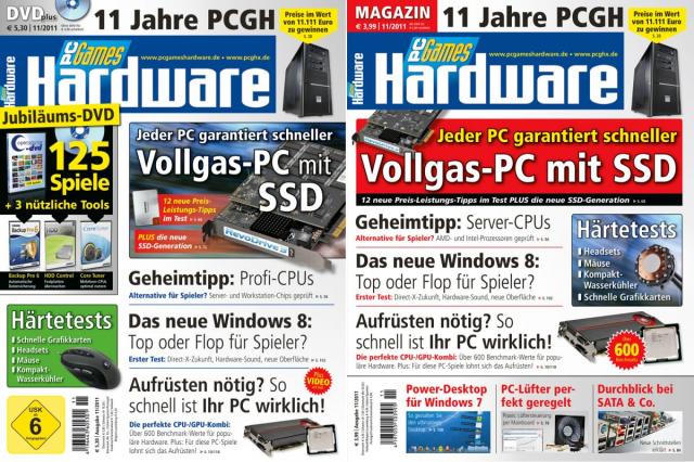 Titelseiten PCGH 11/2011 DVD und Magazin