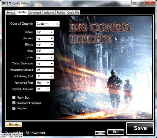 Battlefield 3 Config Utility 1.5 - Tool ermöglicht Änderung der Grafikeinstellungen ohne Spielstart. (1)