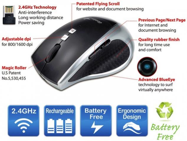 Die Genius DX-Eco kommt ohne Kabel und ohne Akku aus.