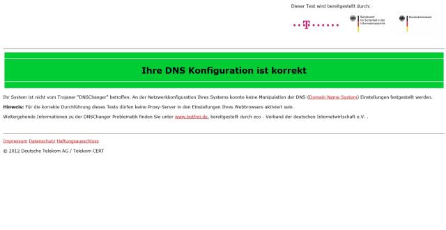 Überprüfung auf Befall: www.dns-ok.de