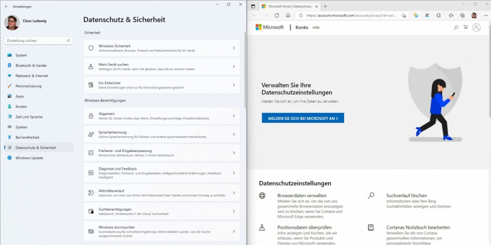 Datenschutz-Einstellungen in Windows 11