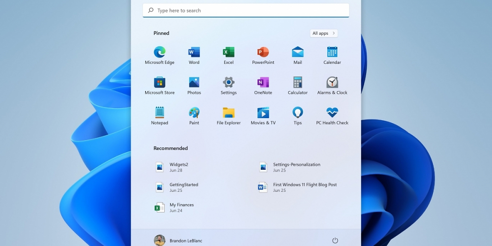 Windows 11 Start Menu mit Suchleiste Insider Build 2200065