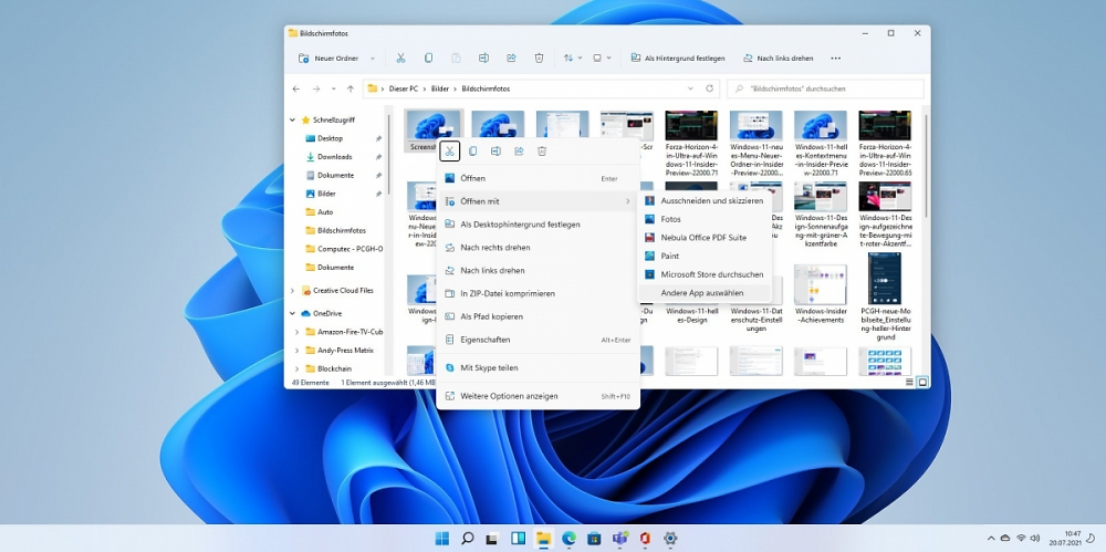 Windows 11 neues helles Kontextmenu im Datei Explorer