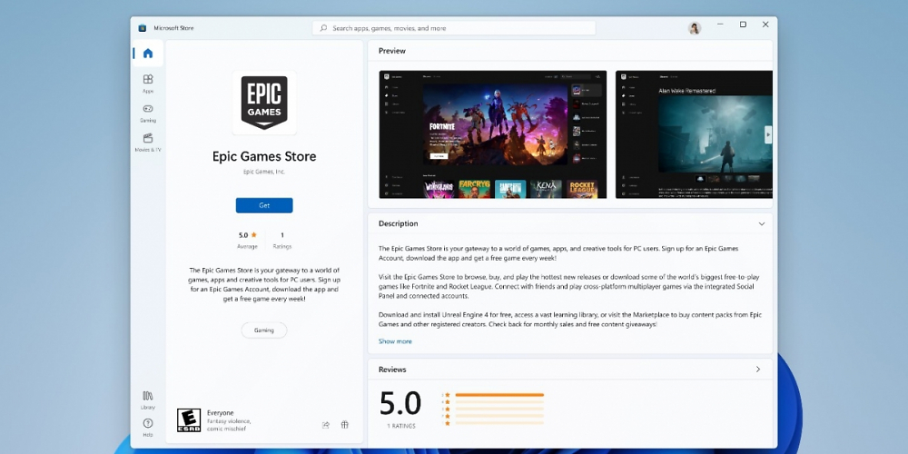 Epic Games Store im Microsoft Store