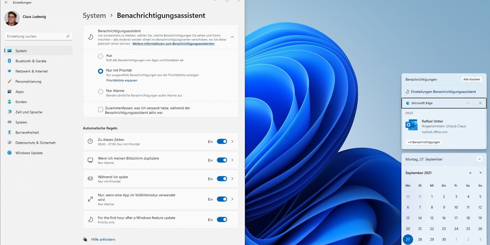 Windows 11 Benachrichtigungsassistent