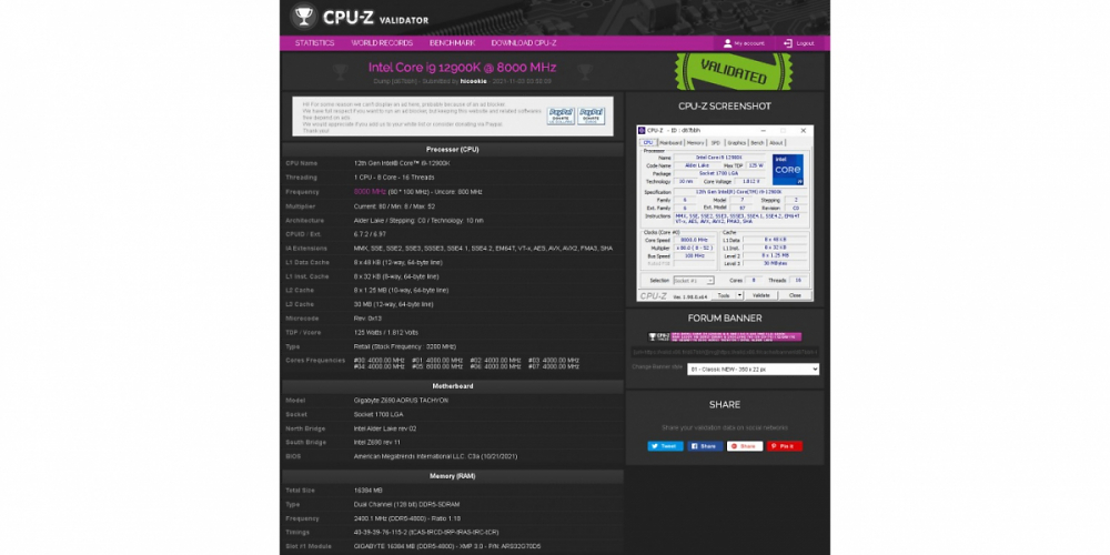 Alder Lake: Erste Cinebench-Werte und OC-Rekord auf 8 GHz/DDR5-8300 (1)