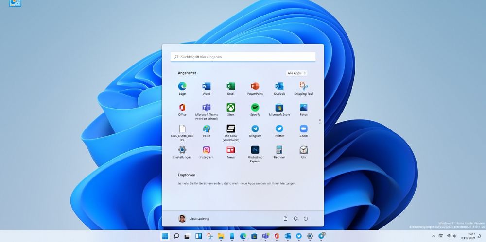 Windows 11 Version 22H2 Startmenu ohne Empfehlungen