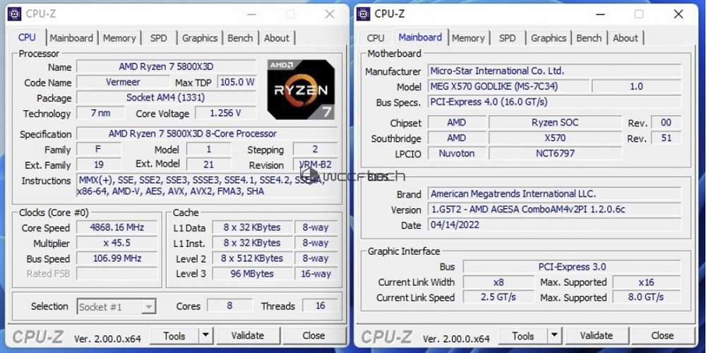 AMD Ryzen 7 5800X3D auf MSI X570 Godlike: Auf fast 4,9 GHz übertaktet (1)