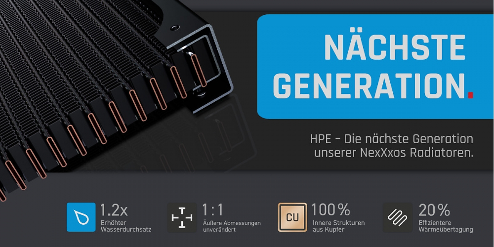 Nexxxos HPE: Alphacool präsentiert verbesserte Vollkupfer-Radiatoren.