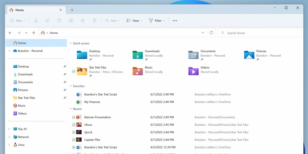 Tabs im Datei Explorer in Windows 11 Version 22H2.