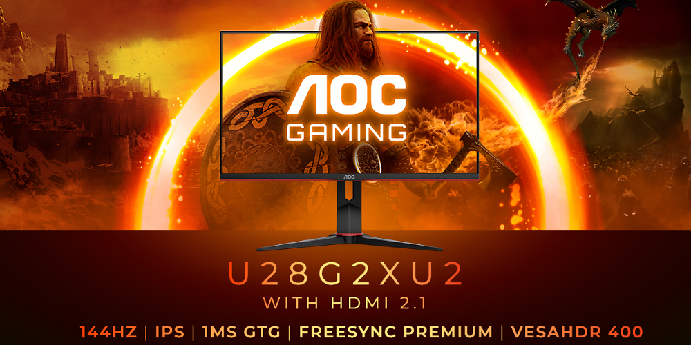 AOC präsentiert mit dem neuen 28-Zoll-großen Gaming-Monitor U28G2XU2 den Nachfolger des aktuellen U28G2XU, der 144 Hz mit einer UHD-Auflösung kombiniert. (5)