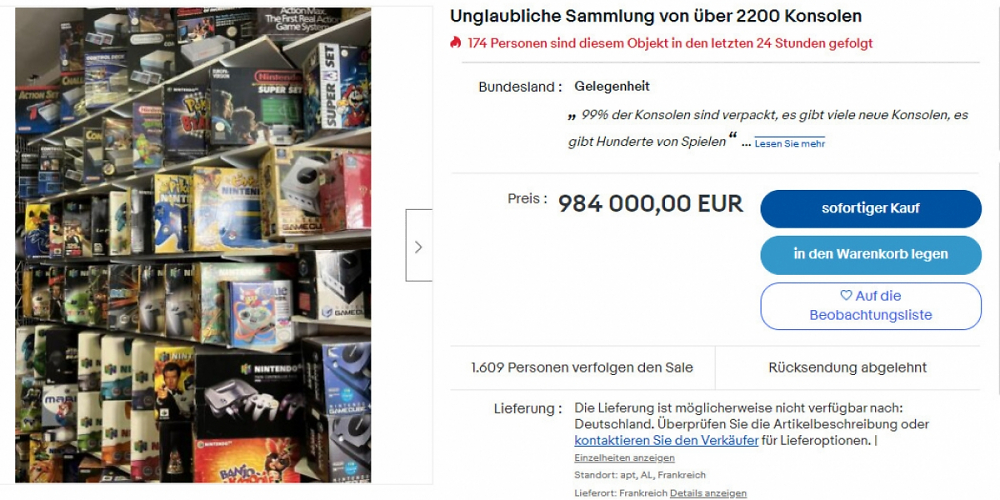 Ebay: Gigantische Sammlung mit über 2.000 Konsolen kostet knapp eine Million Euro
