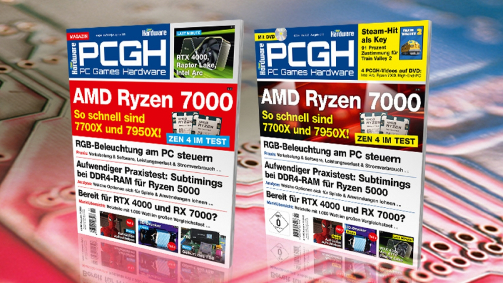 Schnapszahl-Ausgabe 11/2022: Ryzen 7000 im ausführlichen PCGH-Test, Last-Minute RTX 4000/Intel Raptor Lake/Arc A770/A750, 1.000-Watt-Netzteile unter der Lupe, RGB-Beleuchtung als Special und vieles mehr - auf DVD: Train Valley 2