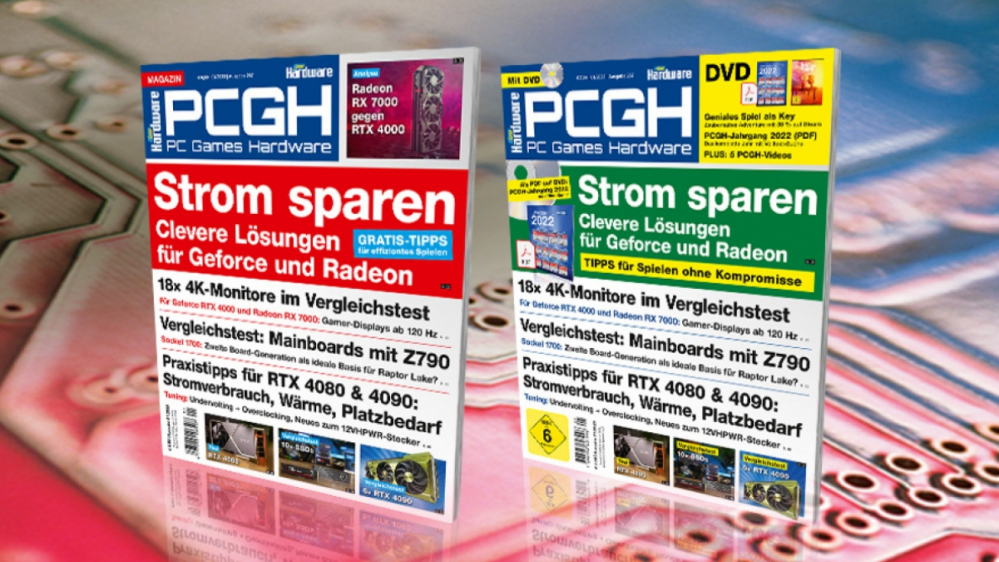 PCGH-Ausgabe 01/2023: Strom sparen durch Framelimits mit Radeon Chill & DLSS 3.0, Vorschau auf RX 7900 XTX, Praxis zu RTX 4090, 18× 4K-Monitore u.v.m. - auf DVD: Jahresarchiv 2022 als PDF und Last Day of June