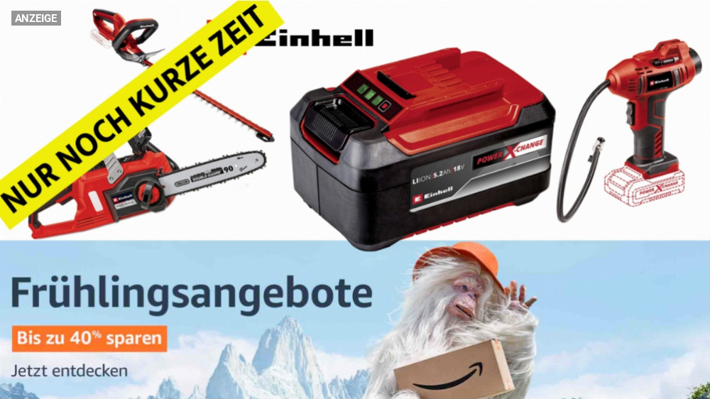 Amazon schraubt Preise für Einhell bis 44 % runter: 18V-Akku, Luftpumpe, Akkuschrauber, Rasenmäher uvm. - nur für kurze Zeit