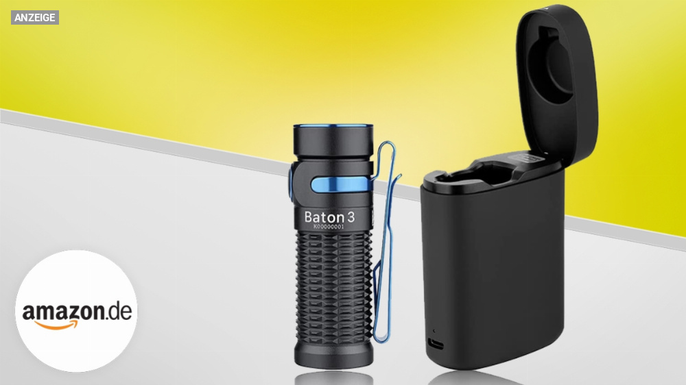 Nie mehr leere Taschenlampe: Olight Baton 3 Kit mit Ladecase 30 % reduziert