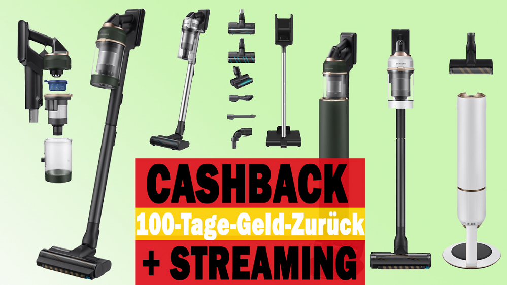 Cashback, Geld-zurück-Garantie & Geschenk: Akku-Staubsauger von Samsung bei MediaMarkt kaufen