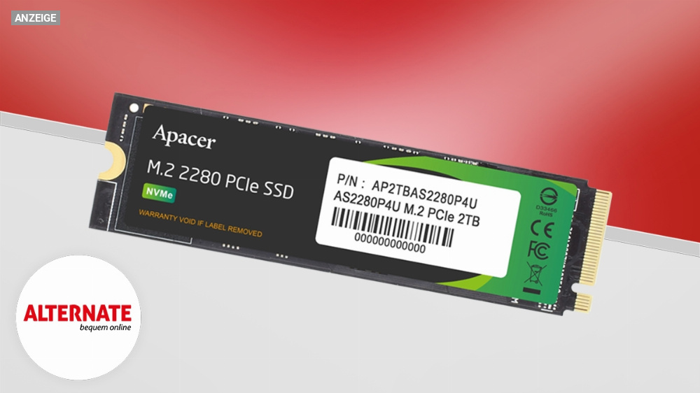 Günstigste SSD mit 2 TB auf dem Markt: Apacer AS2280P4U erreicht neuen Tiefstpreis