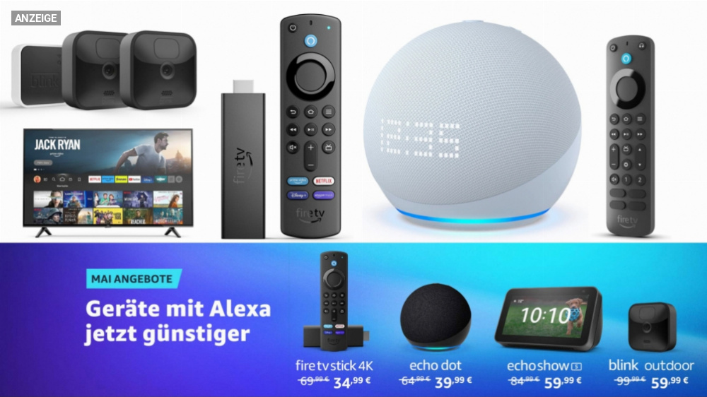 Amazon verschleudert Alexa kurz zum halben Preis: Fire TV Stick 4K, Echo Dot/Show, Kindle, Blink bis 55 % günstiger